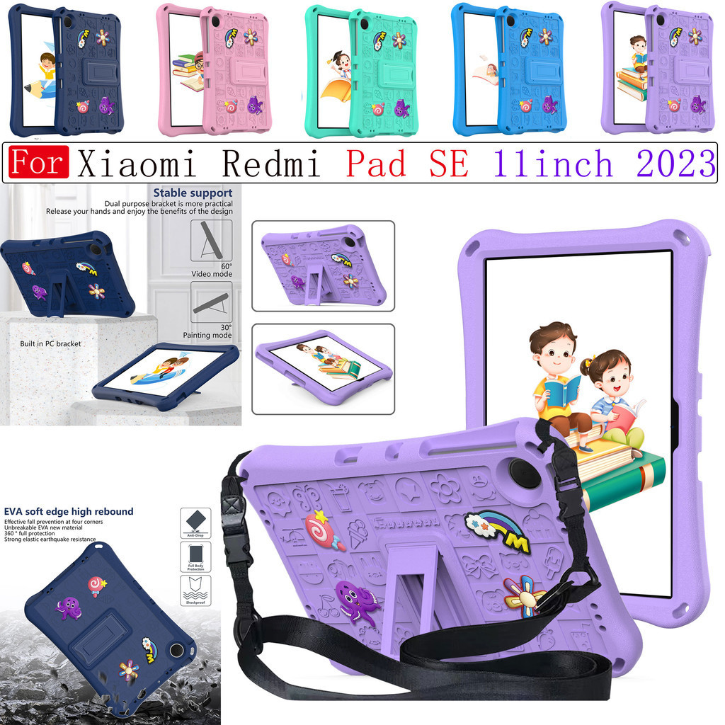 Para Xiaomi Redmi Pad SE 11inch 2023 Kids Friendly Handle Stand Case Espuma Segura EVA Capa À Prova De Choque Caixa De Desenho Animado Com Suporte PC