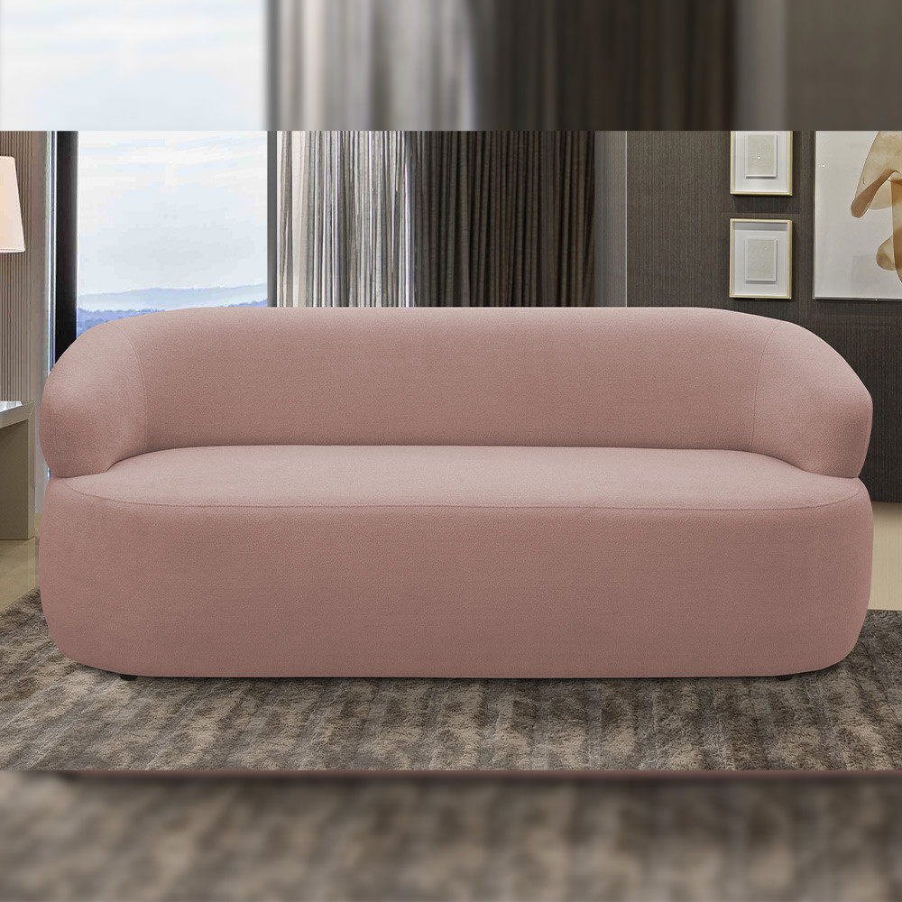Sofá 3 Lugares Orgânico Sala de Estar Living 170cm Carmen F04 Veludo Rosê - Lyam Decor em Oferta na Shopee