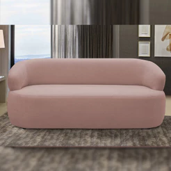 Sofá 3 Lugares Orgânico Sala de Estar Living 170cm Carmen F04 Veludo Rosê - Lyam Decor