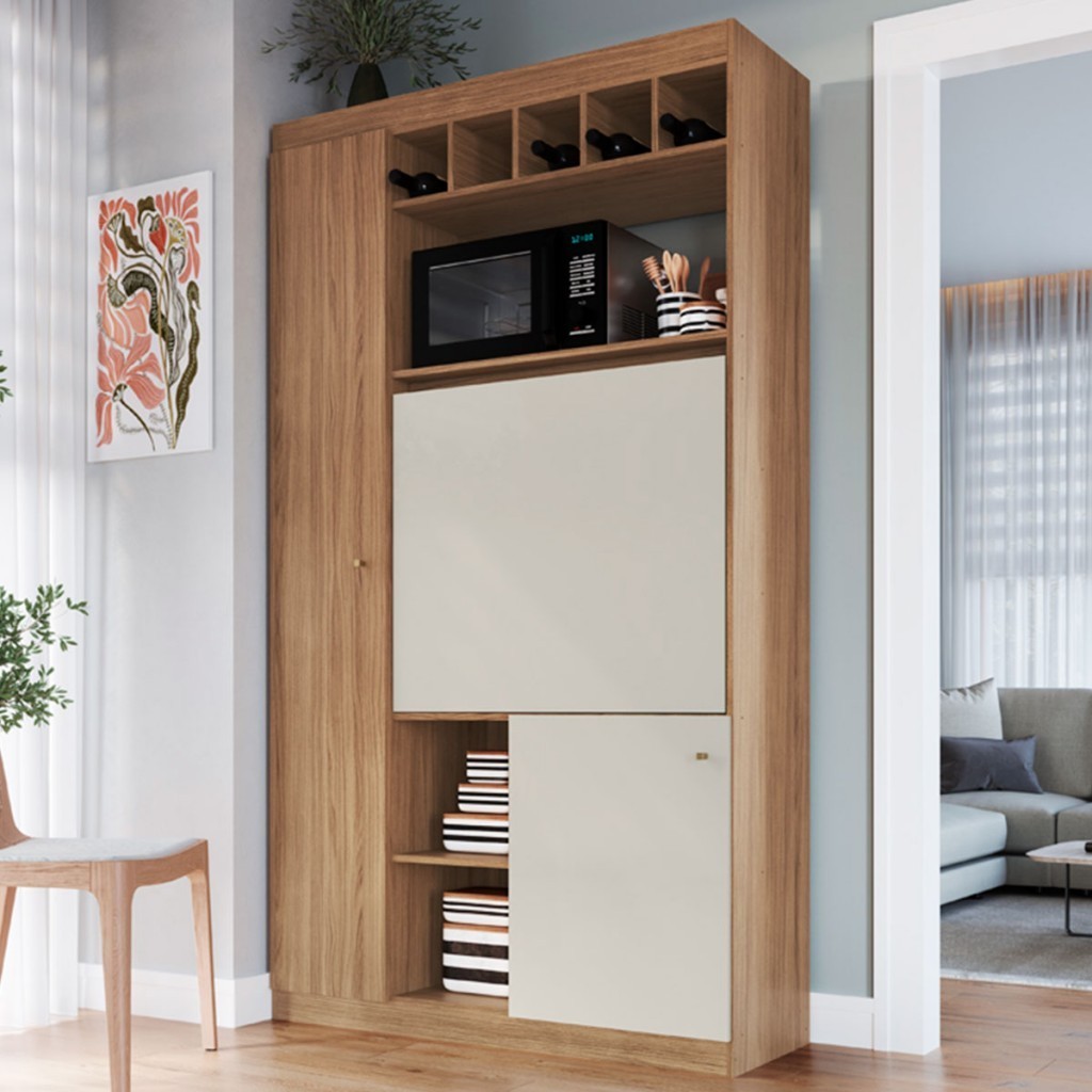 Armário de Cozinha 3 Portas Naturalle/Cristalo Mu500 - Decibal em Oferta na Shopee