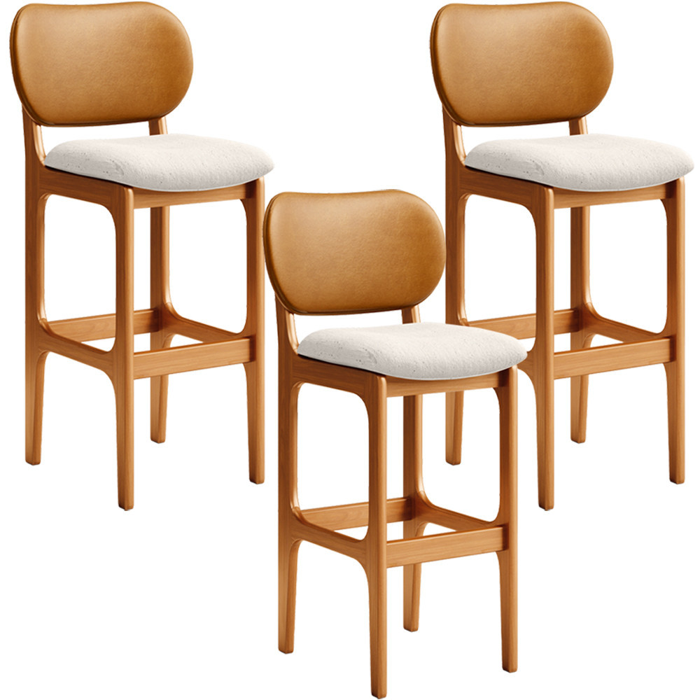Kit 3 Banquetas Alta Bar Cozinha Jantar Betta L02 Imbuia Couríssimo Whisky Linho Cru - Lyam Decor - Home & Living