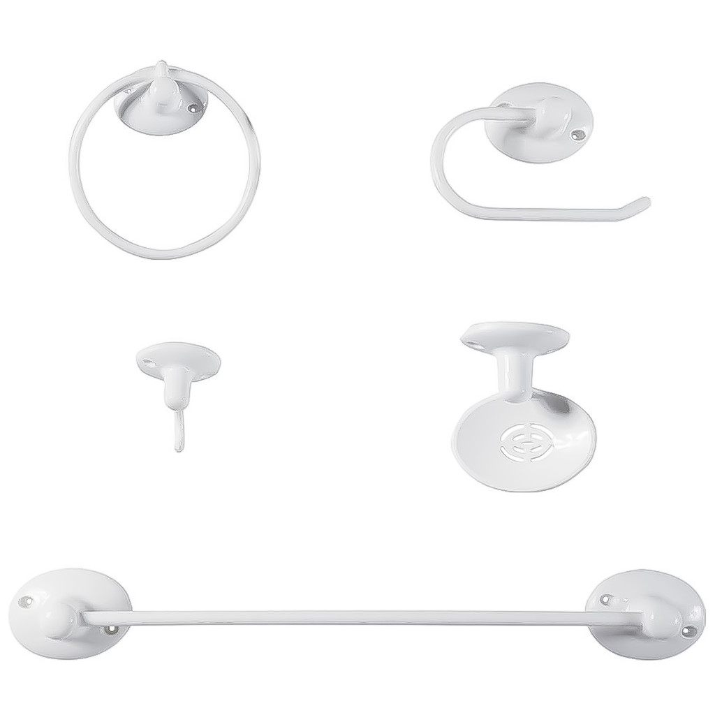 Kit Acessórios 5 Peças Para Banheiro Soft Metasul - Branco Pvc Decoração Multiuso