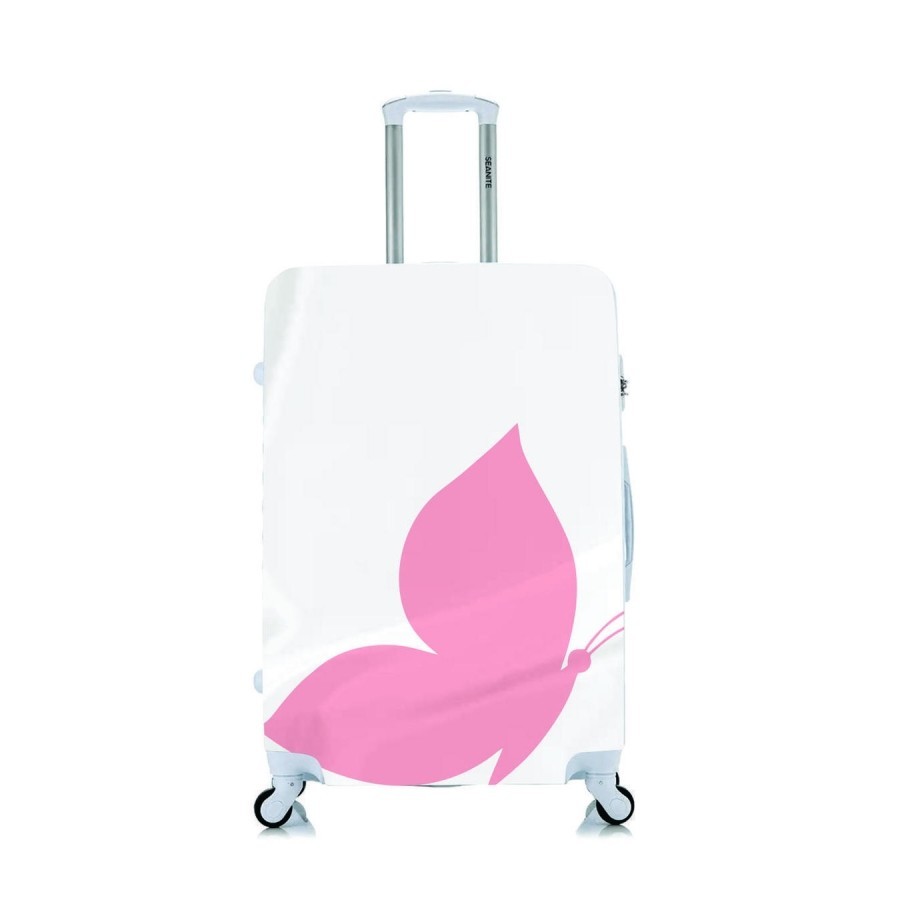 Capa Protetora Para Mala Viagem Personalizada Média Borboleta Rosa