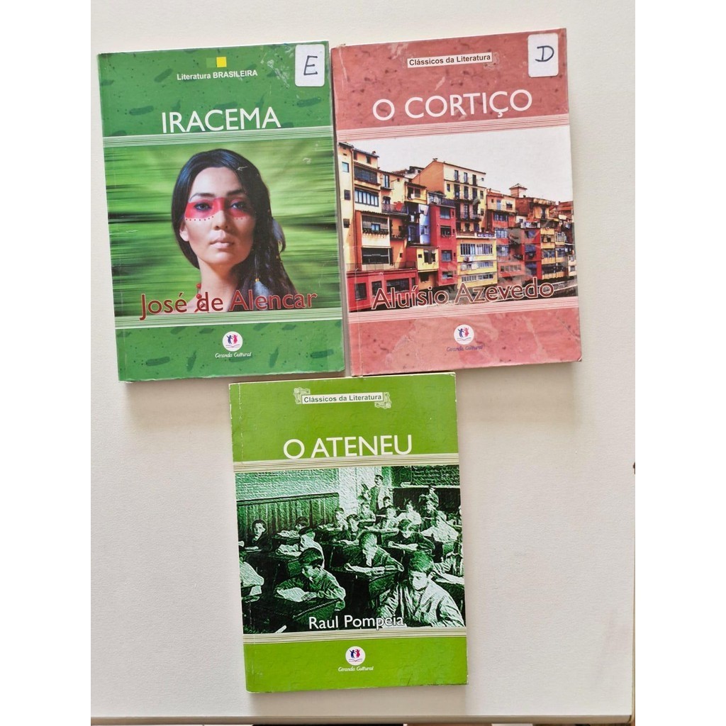 LIVRO, KIT(3), 1 O ATENEU RAUL POMPEIA, 2IRACEMA, JOSÉ DE ALENCAR, 3 O CORTIÇO, ALUÍSIO AZEVEDO
