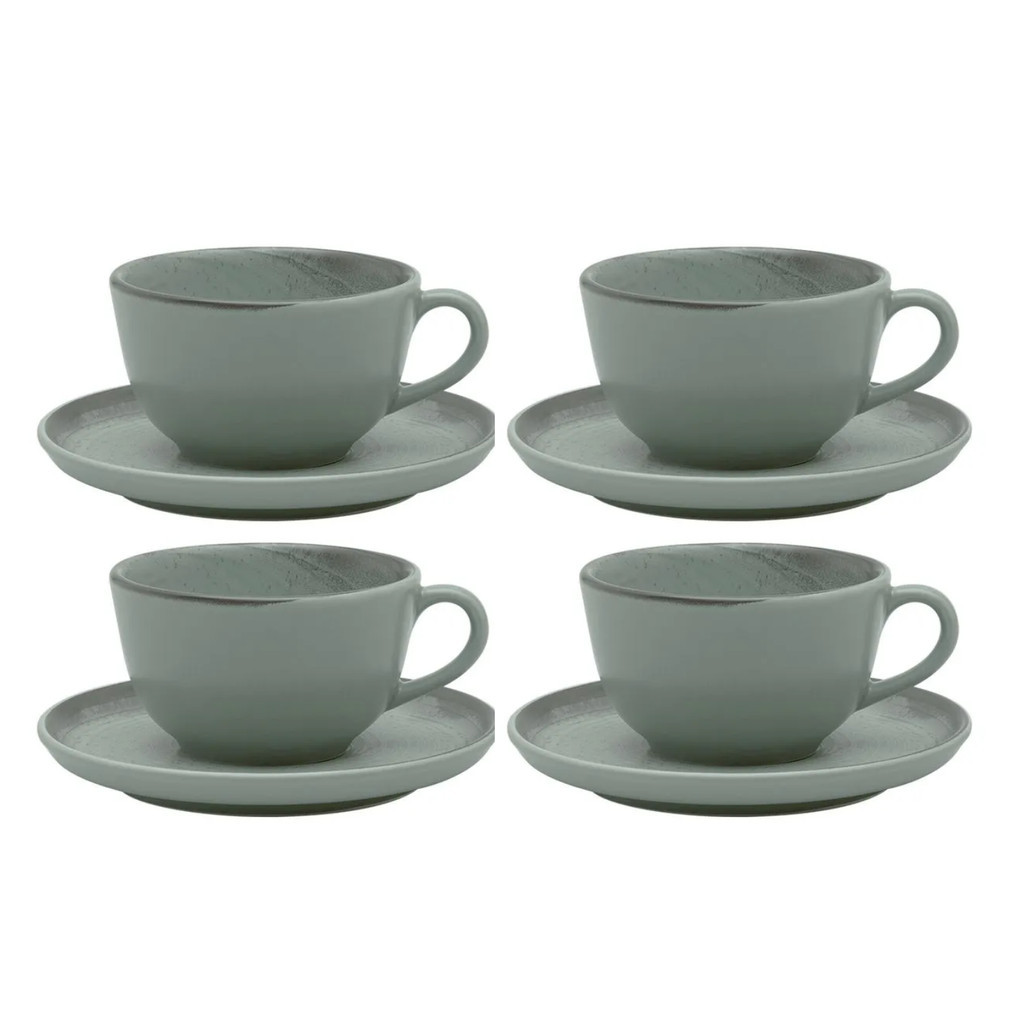 Jogo Xicaras de Chá Café Com Pires 4pcs 200ml Cerâmica Oxford Pacifico