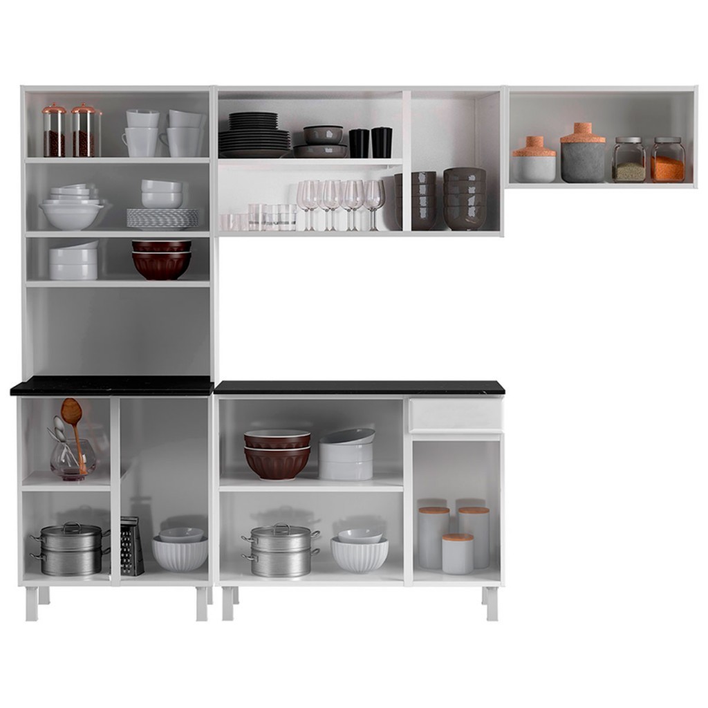 Detalhes do Cozinha de Aço Completa Diamante 12 Portas 1 Gaveta Branco 818489 - Telasul