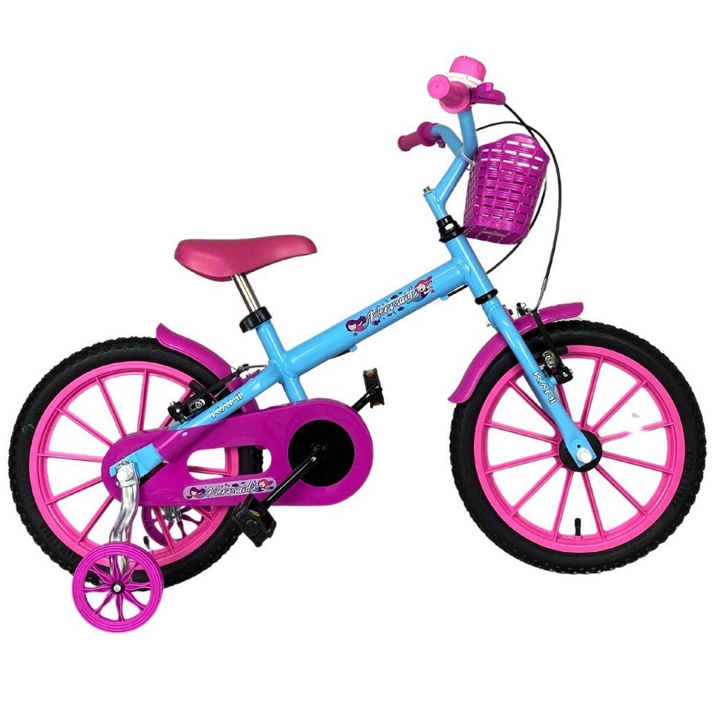 Bicicleta Infantil Aro 16 Quadro T Menina Kami Sereia Rosa