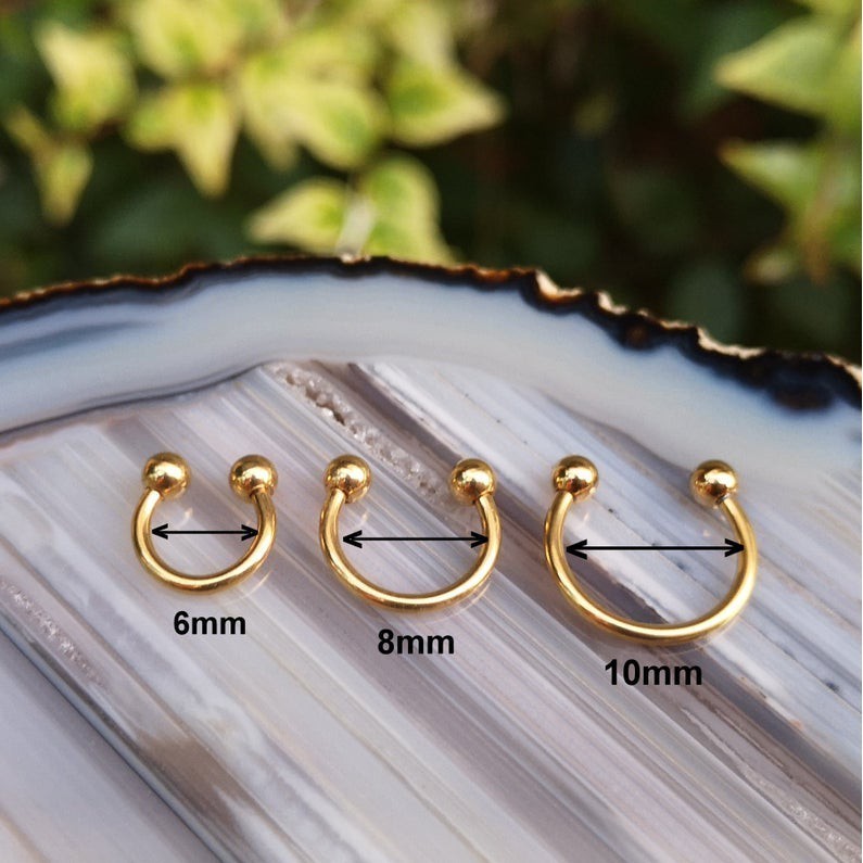KIit com  3 Piercing Ferradura Dourado Septo Cartilagem Hélix Daith Aço Cirúrgico em Oferta na Shopee