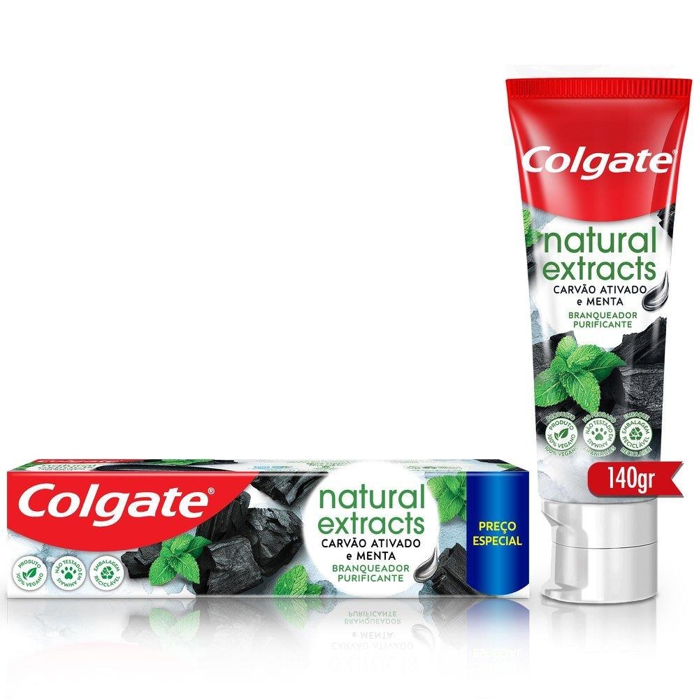 Creme Dental Colgate Natural Extracts Carvão Ativado e Menta 140g em Oferta na Shopee
