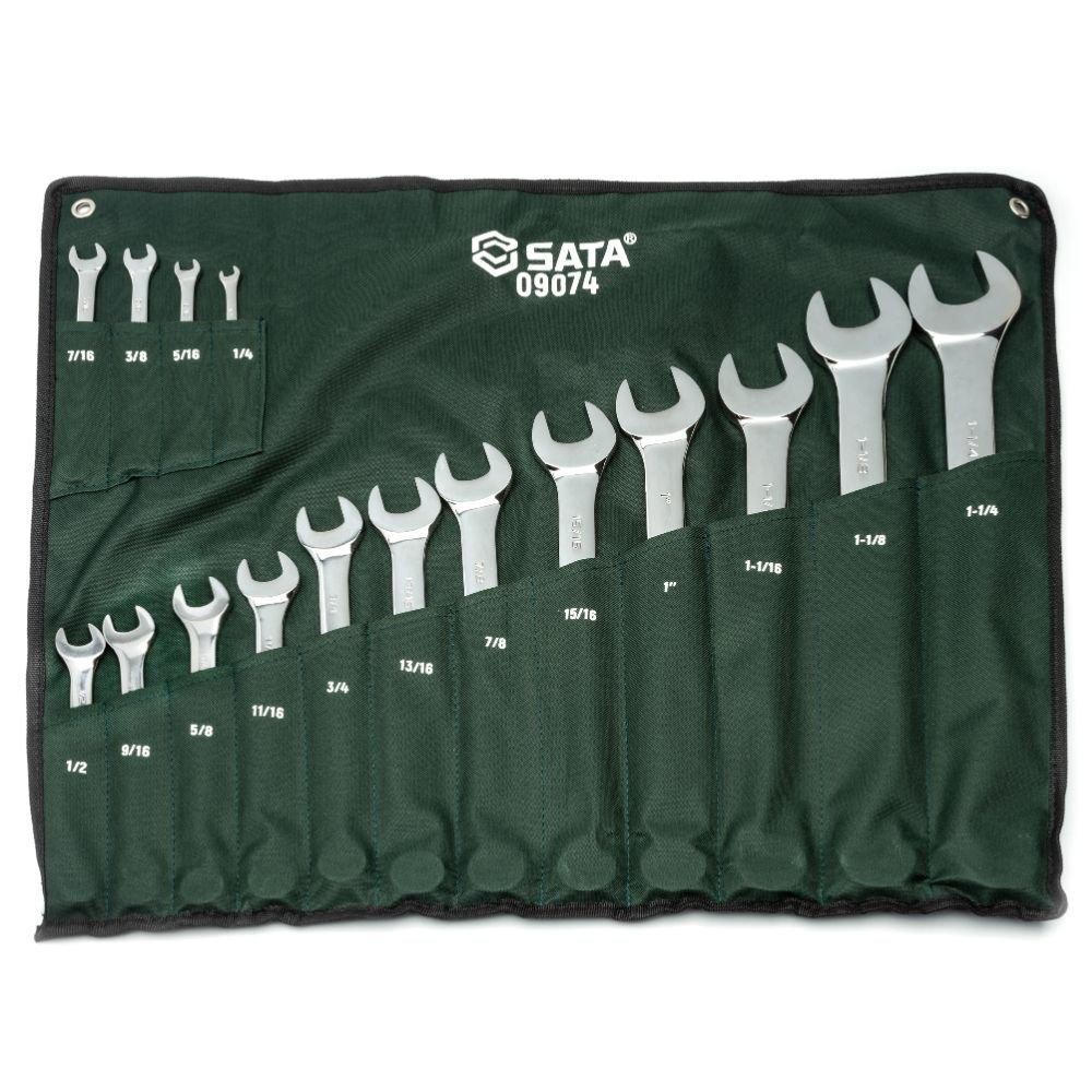 Jogo de Chaves Combinadas de 1/4 a 1.1/4 Pol. com 16 Peças em Oferta na Shopee