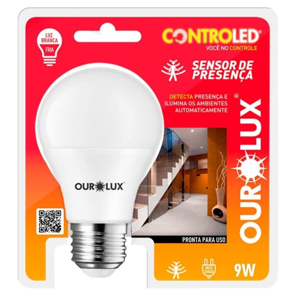 Lâmpada Inteligente Ourolux Controled Sensor de Presença 9W 6,5K em Oferta na Shopee