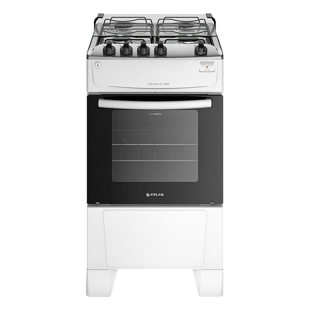 Fogão de Piso Atlas 4 Bocas Mônaco Top | Mesa em Inox, Branco, Bivolt - Home Appliances