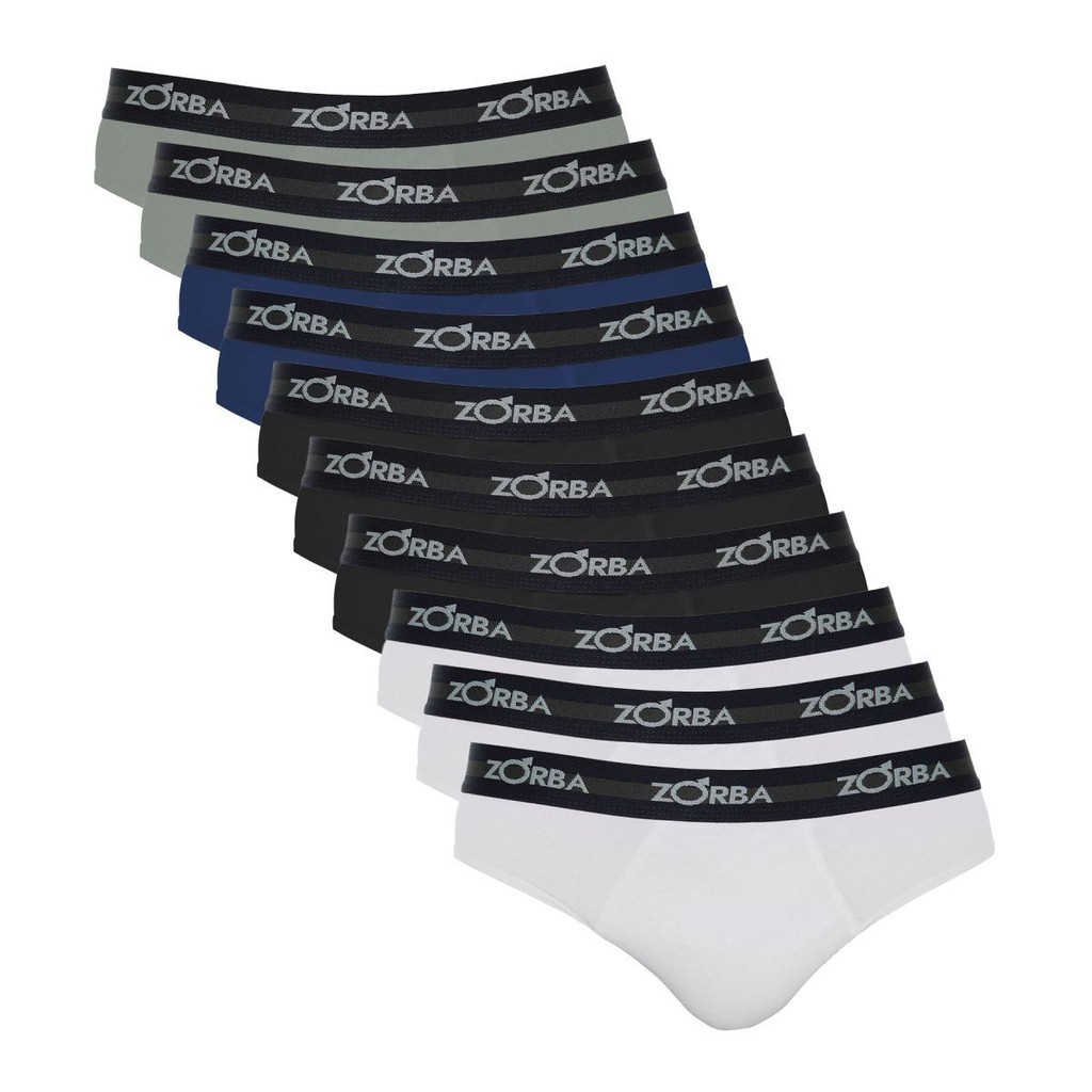 Kit 10 Cuecas Slip Zorba Max Algodão 764