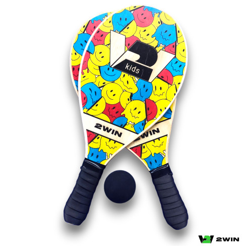 Kit 2 Raquetes de Frescobol + 1 Bolinha  2WIN kids