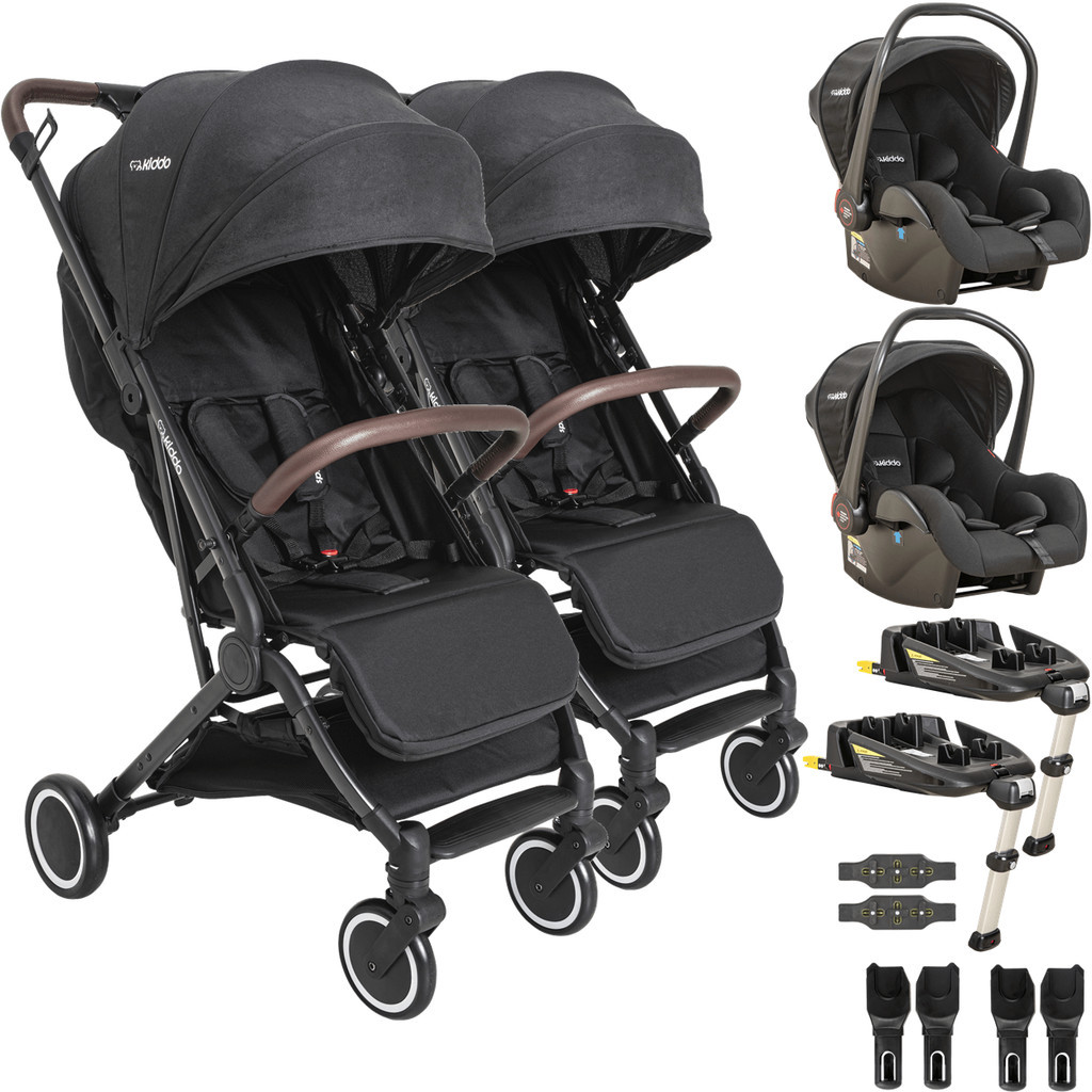 Carrinho Gemeos 2 Bebe Conforto 2 Base ISOFIX Kiddo Sprint Preto em Oferta na Shopee