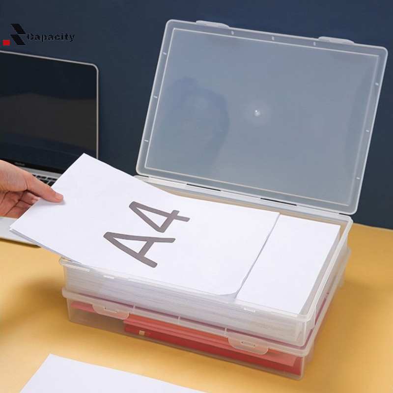 Capacidade Caixa De Armazenamento De Arquivo De Plástico Organização Quadrado Transparente A4 Desktop À Prova De Poeira em Oferta na Shopee