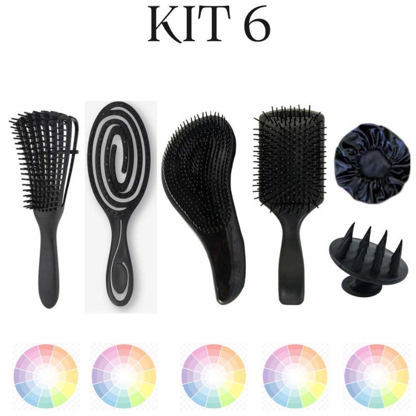 Kit Escova Polvo, Escova Flexível, Escova Magica, Escova Raquete, Massageadora e Touca de ...