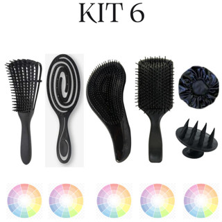 Kit Escova Polvo, Escova Flexível, Escova Magica, Escova Raquete, Massageadora e Touca de Cetim em Oferta na Shopee