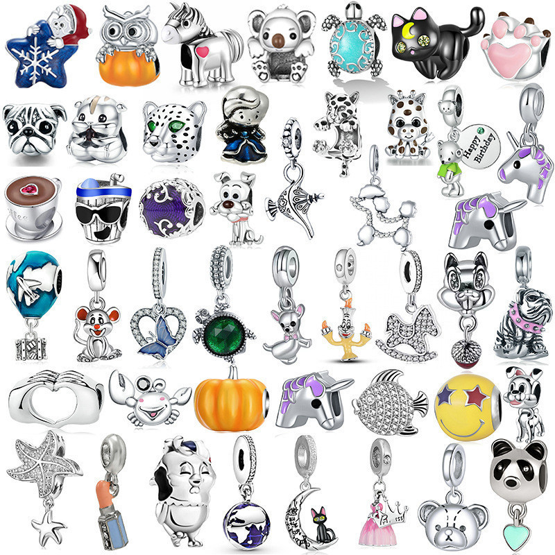 Berloque Prata 925 Moda Café Pulseira Acessórios Charme Animal Colar Pingente DIY Jóias Criativas Moda Festival Presente