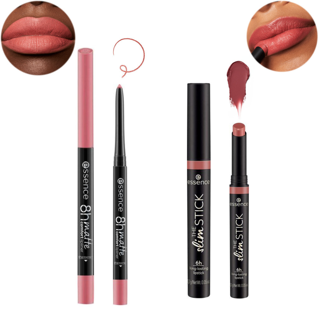 KIT Batom + Lápis Labial 3 essence em Oferta na Shopee