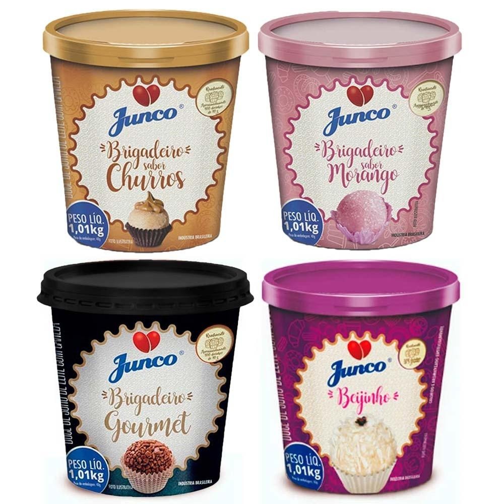 Kit Festa Junco 4 sabores 1,01kg - Brigadeiro, Beijinho, Morango ou Churros Pronto!