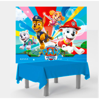 Kit festa Patrulha Canina Decoração completa Painel +Toalha Azul em Oferta na Shopee