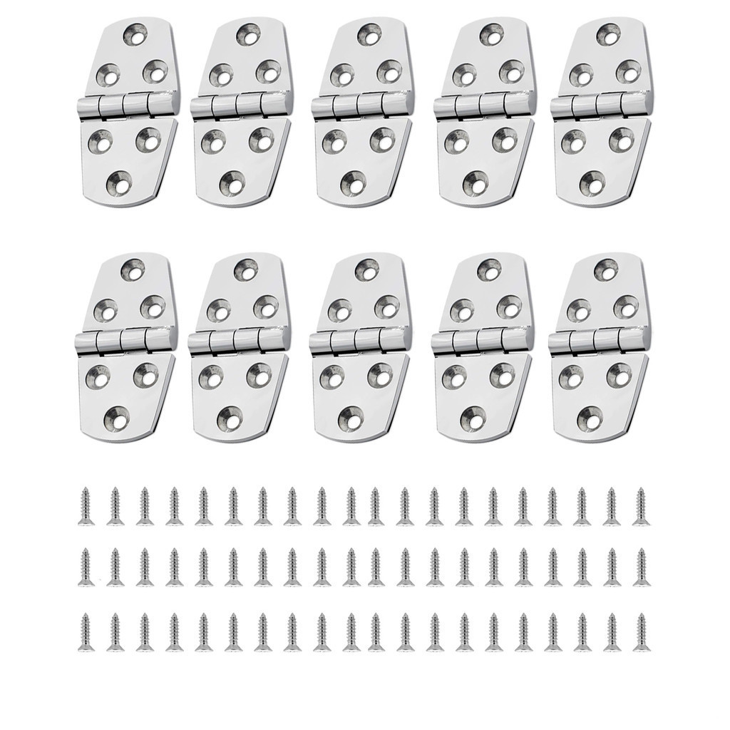kit com 10 Dobradiças reforçadas em Aço Inox 76x38x5mm para Lancha Barco ou Trailer