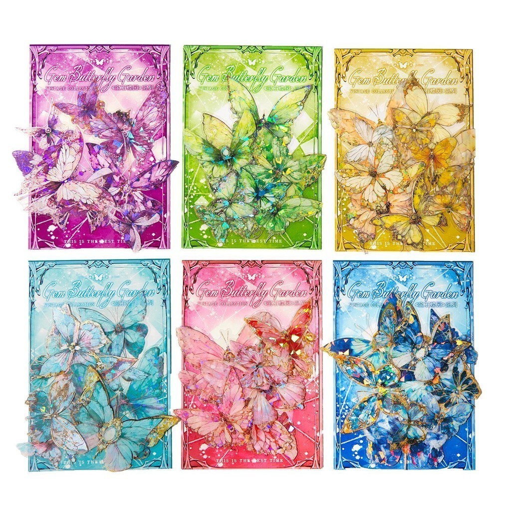 20 Pcs/pack Adesivos Borboleta Holográficos Para Livro De Rascunho Glitter À Prova D'água Material Revistas Caixas Telefônicas Garrafa De Água