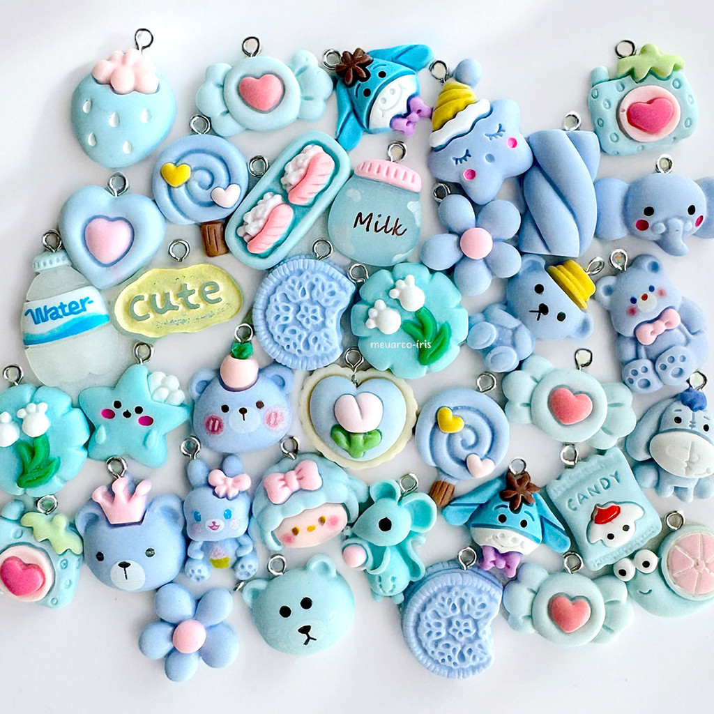 Pingentes Fofos Mix Azul - 10 pçs em Oferta na Shopee