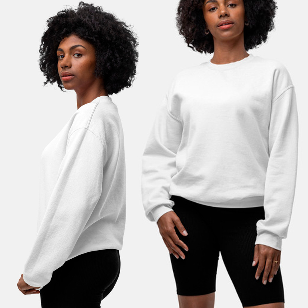 Blusa de Frio Moletom Gola Careca Redonda Feminino Mulher - BRANCO - Algodão Versátil Super Confortável Fechado Sem Capuz Sem Bolso Unissex