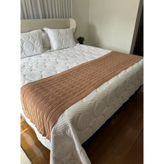 Peseira Manta Trico Cama Casal 180x60cm Trançada em Oferta na Shopee