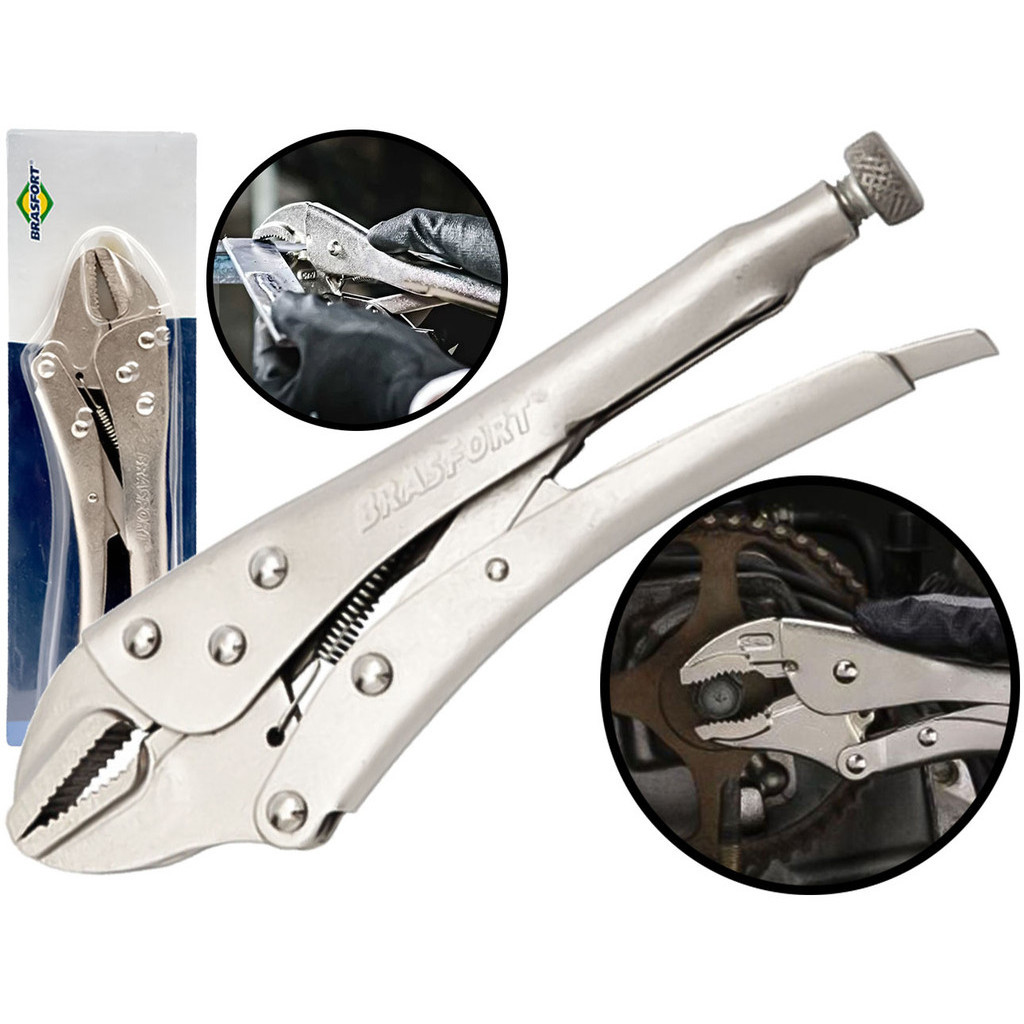 Alicate De Pressão Cromado Bico Reto E Mordente 10 Polegadas Ajustável 254mm Brasfort em Oferta na Shopee