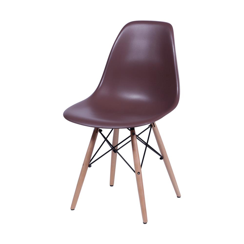 Cadeira Eames Eiffel DSW Base Madeira - Café