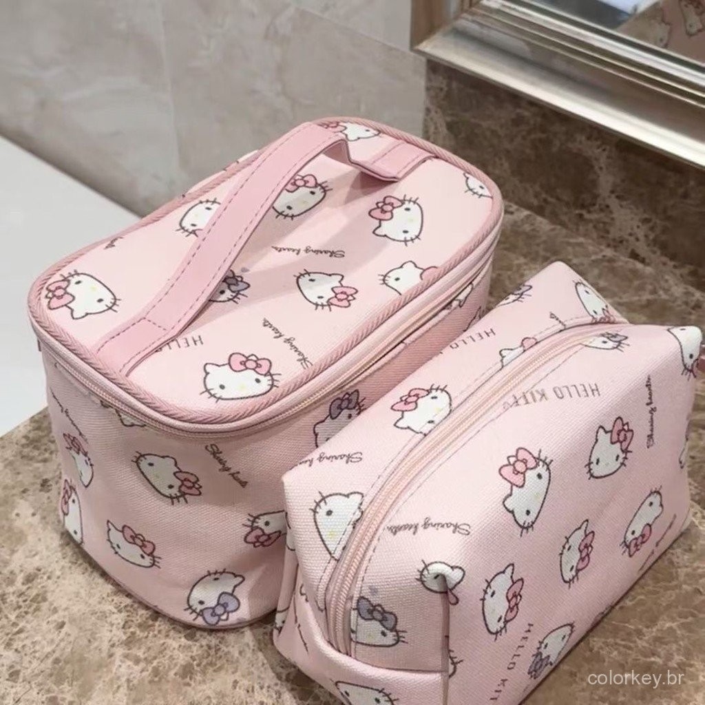 Hello Kitty Cute Printing Large Capacity Portable Cosmetic Bag Portable Wash Handbag Storage Bag GHQM