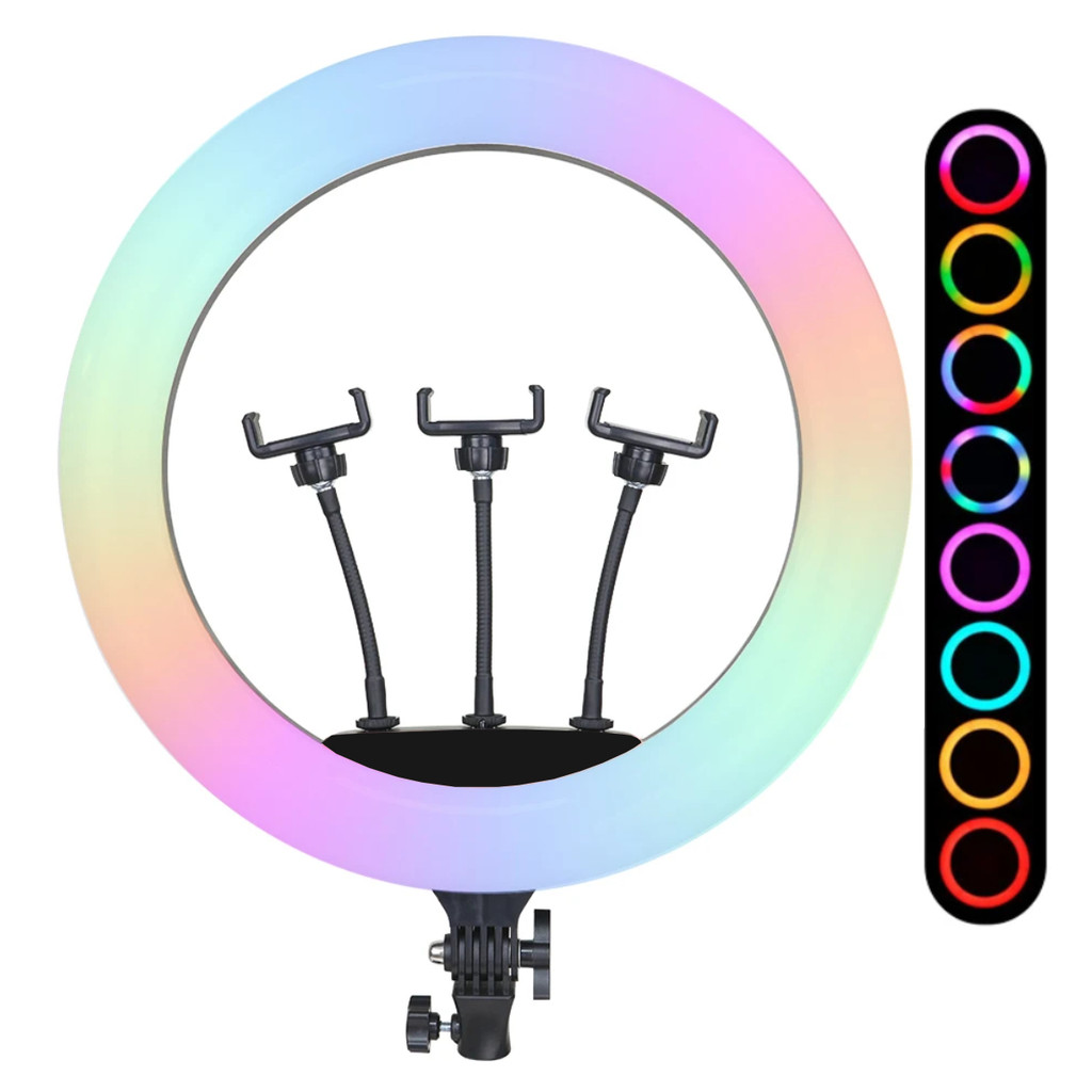 Ring Light LED RGB Iluminador 45cm com Suporte para Celular e Controle - RL 18 RGB