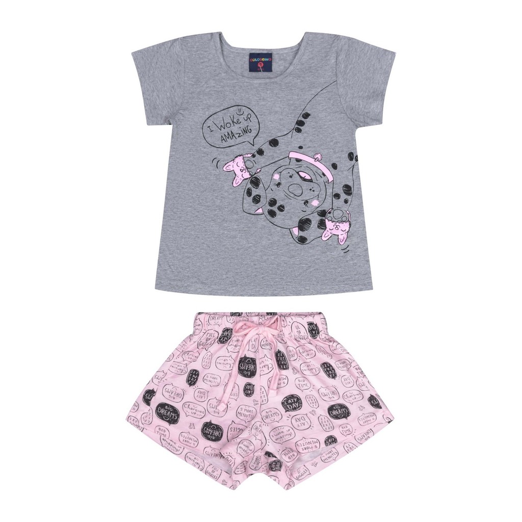 Pijama Infantil Menina com Blusa e Shorts Guloseima