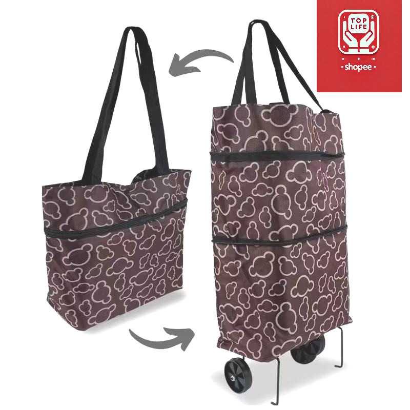 bolsa de compras dobrável com rodas para feira em Oferta na Shopee