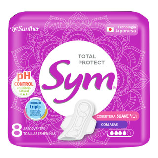 Absorvente Sym 360º Cobertura Suave Com Abas  08 Unidades em Oferta na Shopee