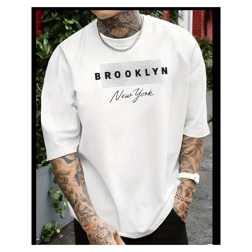 Camisetas Masculinas Algodão Cores Variadas Malha Premium com Elastano Camisa Estampa Brooklyn