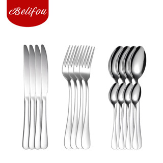 Belifou Kit 16 Jogo De Talheres Para Bife Aço Inoxidável 416 Prata Com Colher Pequena - Luna em Oferta na Shopee