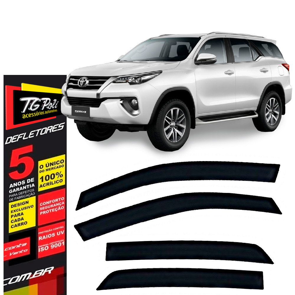 Calha de Chuva Toyota Hilux SW4 2016 a 2025 TG Poli Defletor 4 portas Protetor Janelas Fumê em Oferta na Shopee