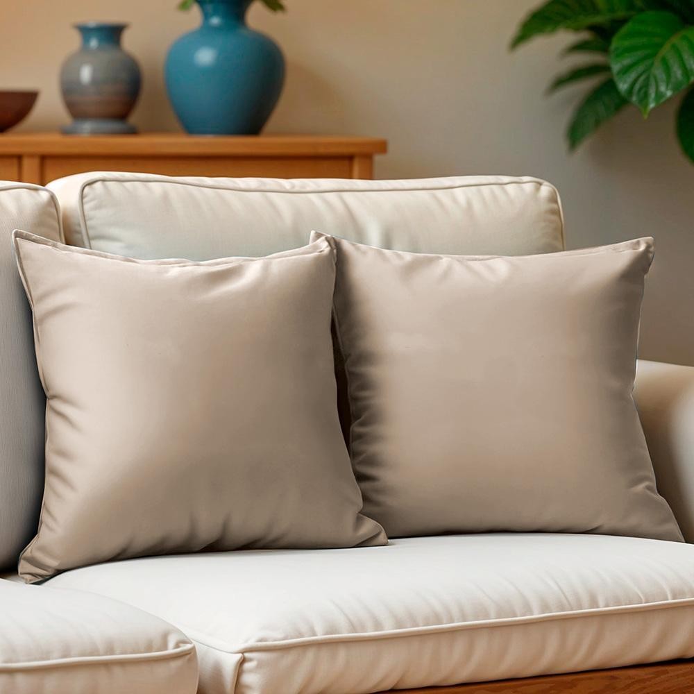 Kit 2 Capas de Almofadas Velusoft Bege 45x45cm Cama inBox