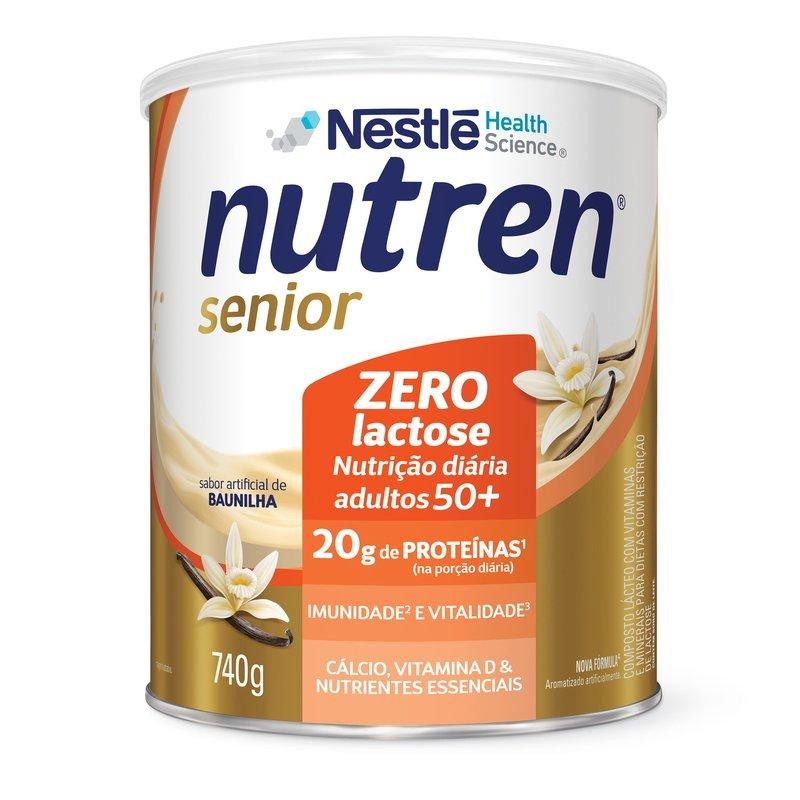 Complemento Alimentar Nutren Senior Zero Lactose Sabor Baunilha 740g em Oferta na Shopee