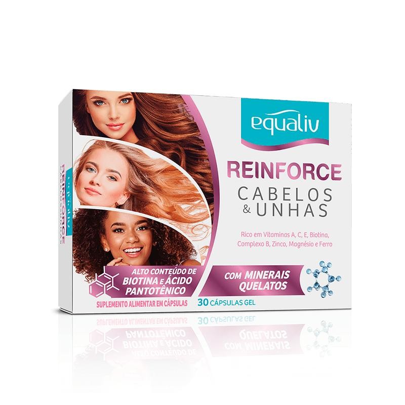 Suplemento Alimentar Equaliv Reinforce Cabelos e Unhas 30 Cápsulas Gel em Oferta na Shopee