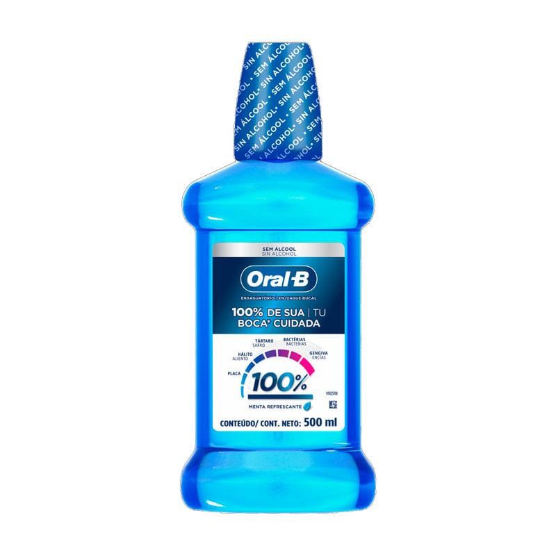 Enxaguante Bucal Oral B sem álcool 100% de Sua Boca Cuidada 500ml em Oferta na Shopee