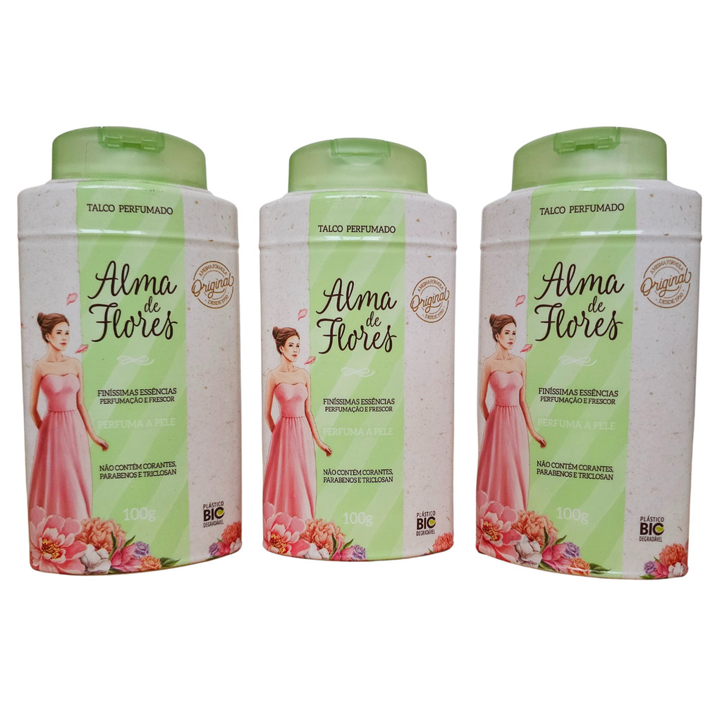 Talco Alma de Flores Clássico 100g - 3 unidades