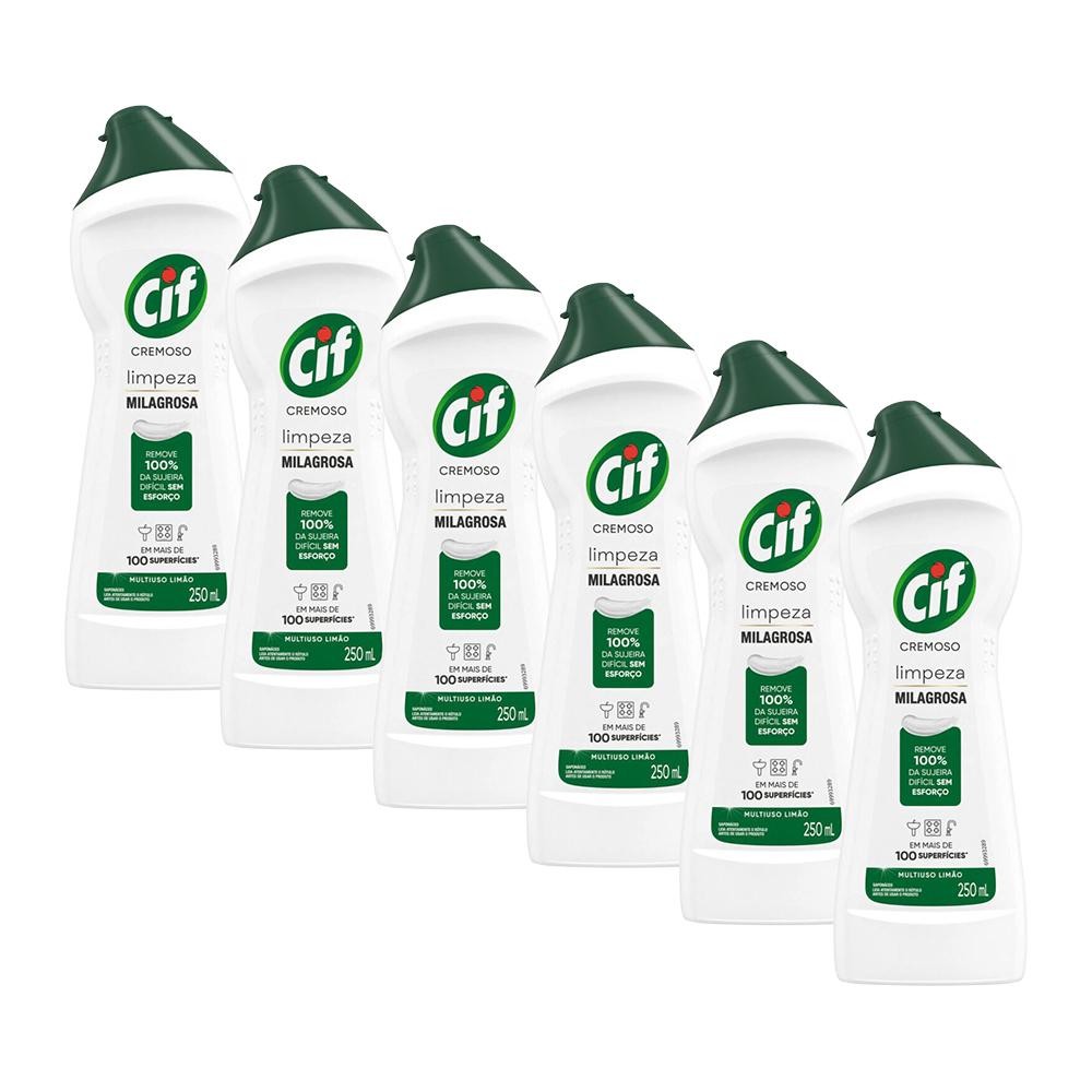 Kit 6 Multiuso CIF Cremoso Limão 250ml