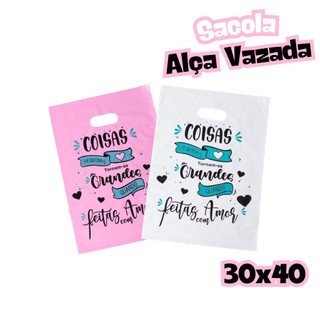 Sacola 30x40 Boca de Palhaço Personalizada Frase Coisas Pequenas Tornam-se Grandes Quando Feitas com Amor