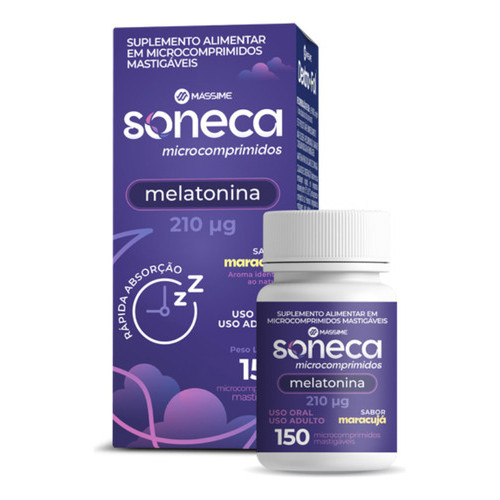 Melatonina Soneca 150 Comprimidos Mastigáveis Sabor Maracuja - Massime em Oferta na Shopee