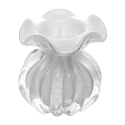 Vaso Wolff Italy de Vidro Branco Leitoso 10cm x 11cm